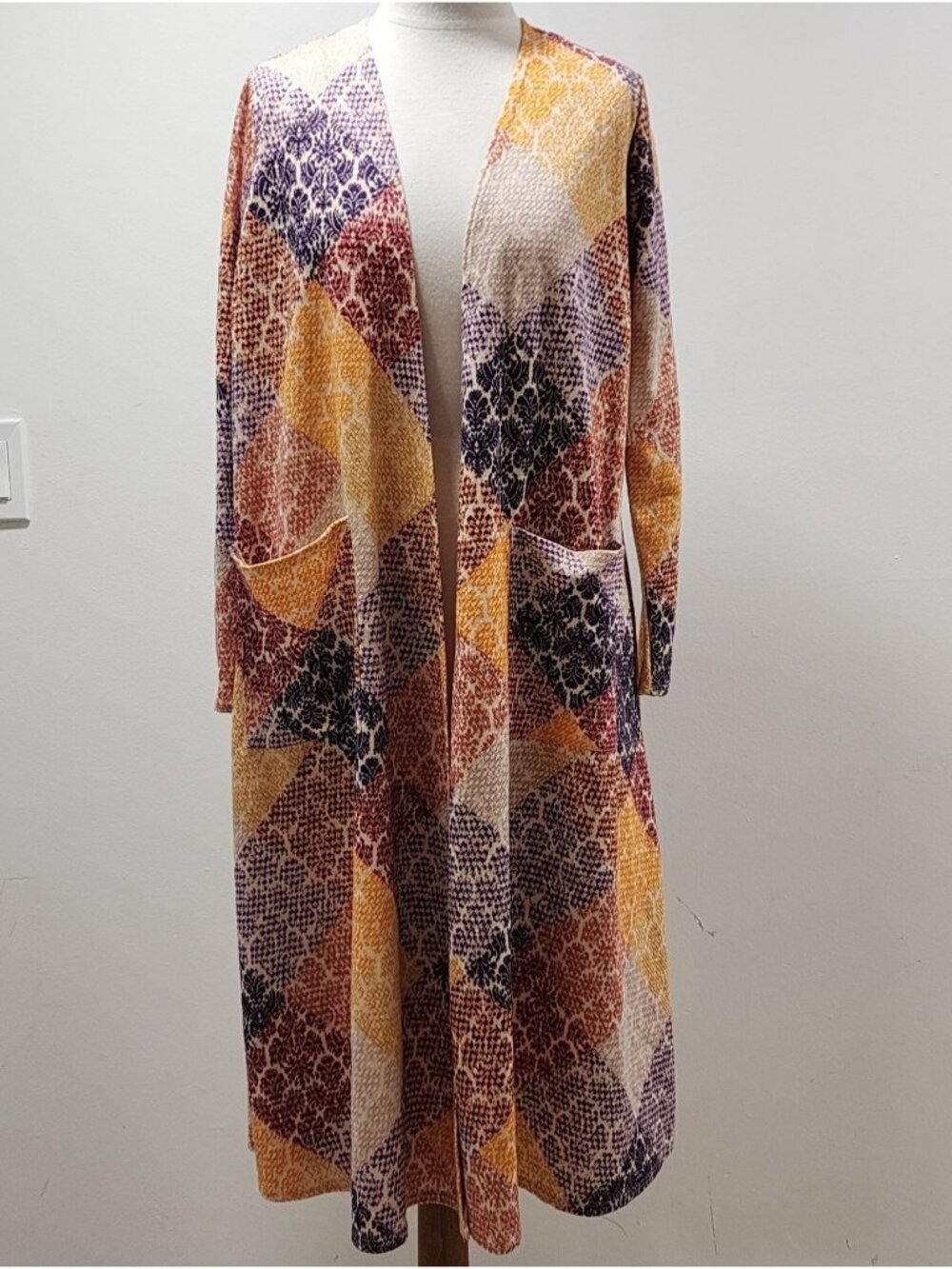 LuLaRoe Houndstooth Cardigan Multicolor Sarah Small NWT Rust Yellow Small